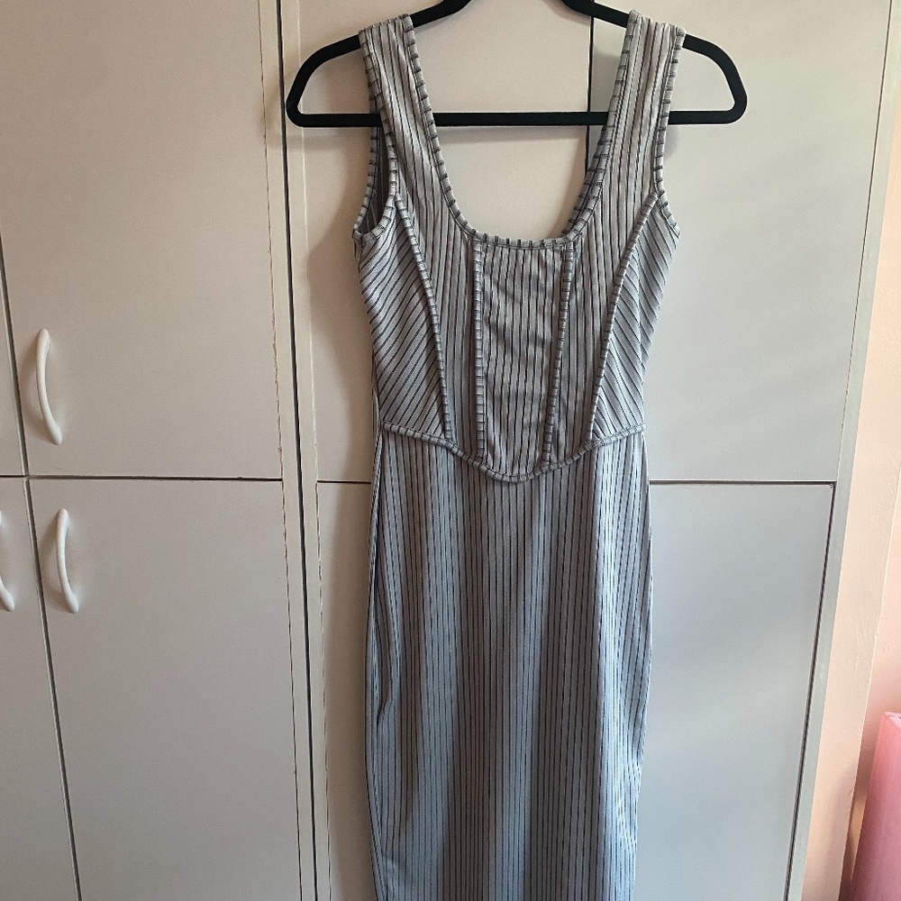 Missguided Ribbed Bodycon Dress Light Gray